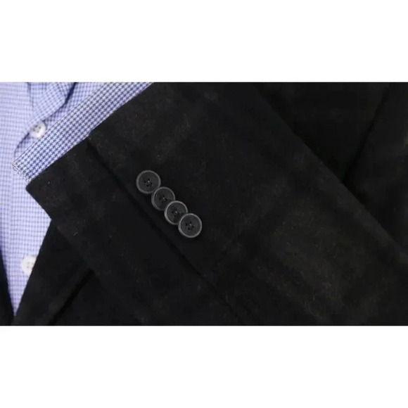 Trussardi Brown/Black Check Wool Flannel 3-Btn Slim Fit Overcoat 38 New! - Picture 7 of 13